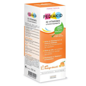 Pediakid 22 Vitamines et Oligo-Eléments Sirop Enfants 250 ml - Dès la diversification - Goût orange et abricot