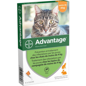 ADVANTAGE - 40 - Antiparasitaire Chat & Lapin -4 kg - 4 pipettes