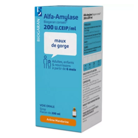 Biogaran Alfa-Amylase Médicament Maux de gorge sirop 200 ml