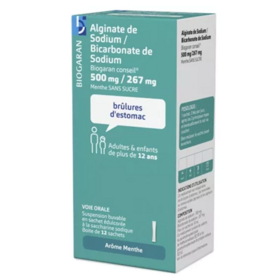 Biogaran Alginate de sodium bicarbonate de sodium, Médicament pour reflux gastro-œsophagien 12 sachets