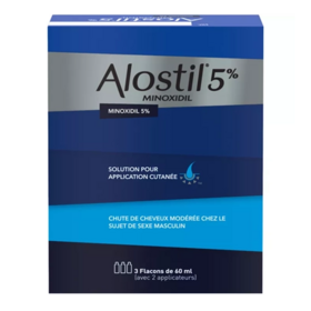 Alostil Minoxidil 5% Solution pour la chute de cheveux 60 g 3 flacons