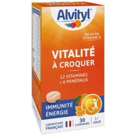 Alvityl Vitalité à croquer goût orange 30 comprimés Immunité et énergie