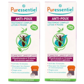 ANTI-POUX - Lotion Anti-Poux + Peigne Acier - Lot de 2 x 200 ml