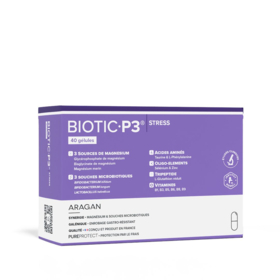 Biotic P3 Stress Aragan 40 gélules – Microbiote, stress et équilibre nerveux