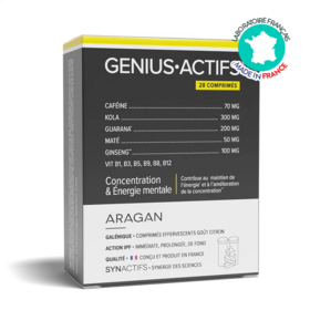 GeniusActifs Aragan 28 comprimés effervescents – Concentration, mémoire et énergie mentale