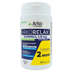 Arkopharma Arkorelax Sommeil 1,9 mg 60 gélules – complexe mélatonine, L-tryptophane et eschscholtzia –  cure de 2 mois