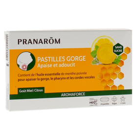 AROMAFORCE - Pastilles Miel/Citron Sans Sucre - 24 pastilles