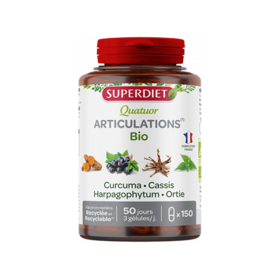 Superdiet Quatuor Articulation BIO  Curcuma Cassis 150 gélules