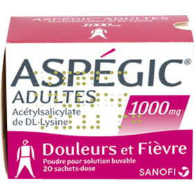 Aspégic 1000 mg Adultes - 20 sachets en poudre à diluer