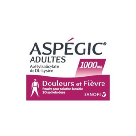 Aspégic 1000 mg Adultes 20 sachets – Médicament aspirine contre douleur et fièvre