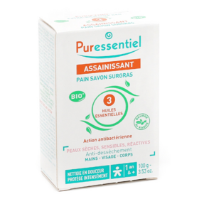 ASSAINISSANT - Pain Savon Surgras aux 3 Huiles Essentielles Bio - 100 g
