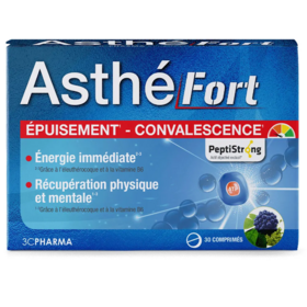 3C Pharma Asthé Fort épuisement convalescence 30 comprimés – complément anti-fatigue intense