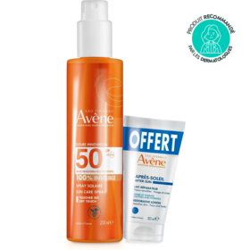 Avène Solaire spray invisible SPF50 duo 200ml + 50ml — protection solaire peaux sensibles