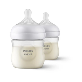 Philips Avent Biberons Natural 3.0 125 ml transparent — lot de 2 — biberons tétine Natural Suction Reflex débit 2 allaitement mixte dès la naissance