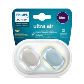 Philips Avent Sucette ultra air orthodontique 18 mois et plus — lot de 2 sucettes silicone aérées