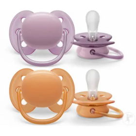 Philips Avent Sucettes Ultra douce  6-18 mois coloris unis — lot de 2 — sucettes orthodontiques silicone texturé peau sensible