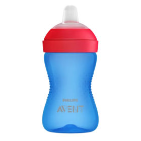 Philips Avent Tasse à bec souple My Grippy 300 ml bleu — tasse apprentissage antidérapante valve anti-fuites dès 9 mois
