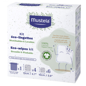 BÉBÉ - Kit Éco-Lingettes Réutilisables & Lavables Bio - 6 petites lingettes + 4 grandes lingettes