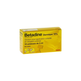 Bétadine Dermique 10 Unidoses Solution antiseptique – Médicament pour la désinfection des plaies et brûlures superficielles
