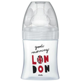 Biberon Verre Anti-Colique - Tétine Plate - Motif London - 150 ml