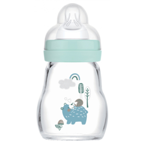 Biberon Verre Bleu Tétine Débit 1 - 170 ml
