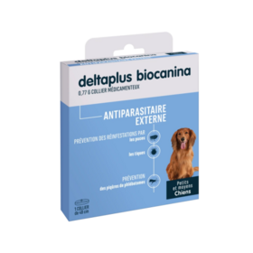 Deltaplus Biocanina Collier Anti-Puces et Tiques Petits et Moyens Chiens – Protection jusqu'à 6 mois