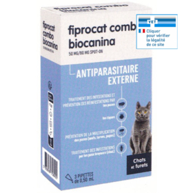 Fiprocat Combo Biocanina 3 Pipettes – Antiparasitaire externe pour chats et furets