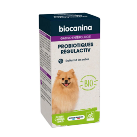 Biocanina Gastro-Entérologie Probiotiques Regulactiv Bio Petit Chien 35 g – Raffermit les selles et soutient le microbiote