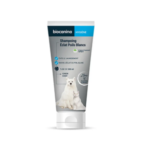 Biocanina Shampoing Éclat Poils Blancs Chien et Chat 200 ml – Ravive la blancheur du pelage