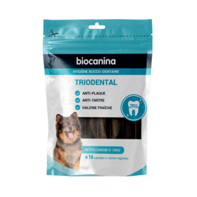 Biocanina Triodental 15 lamelles petits chiens 5-10 kg – hygiène bucco-dentaire et haleine fraîche