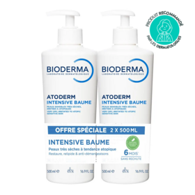 Bioderma atoderm intensive baume hydratant visage et corps 2×500 ml peaux très sèches & atopiques