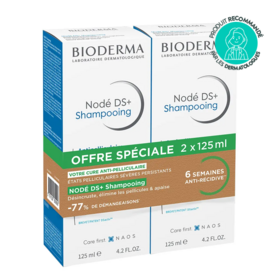 Bioderma Nodé DS+ Shampooing Antipelliculaire 2 × 125 ml pellicules sévères cuir chevelu irrité