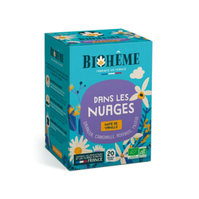Biohême Infusion dans les nuages 20 infusettes – tisane apaisante bio au rooibos, camomille, oranger, tilleul et vanille bourbon