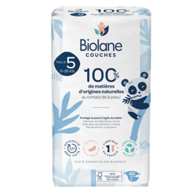 Biolane Couches naturelles taille 5 x40 – couches bébé peau sensible