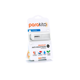 Parakito Bracelet Anti-Moustique Adulte Blanc – Répulsif Naturel, Rechargeable