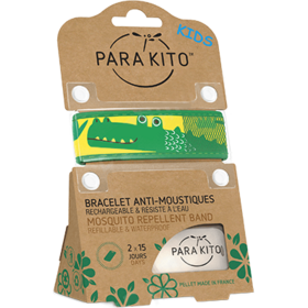 Bracelet Anti-Moustique Rechargeable Crocodile Vert & Jaune