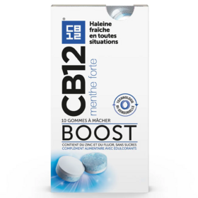 CB12 Boost Menthe Forte Fraîcheur Instantanée 10 gommes à mâcher haleine & fraîcheur immédiate