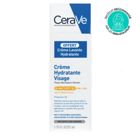 Cerave DUO Visage SPF50 - Crème hydratante spf50 52 ml + crème lavante 20 ml