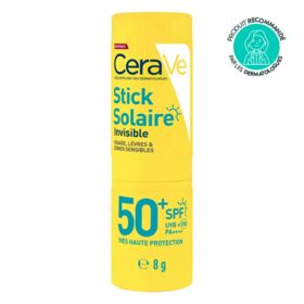 CeraVe Stick Solaire Invisible SPF50+ 8 g — stick solaire céramides zones sensibles lèvres peaux sensibles