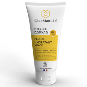 CicaManuka fluide hydratant visage au miel de manuka IAA15+ peaux sensibles et sèches 50 ml – soin apaisant et protecteur