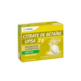 Citrate de Bétaïne 2g Menthe sans sucre 20 comprimés effervescents