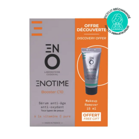Enotime booster C10 + makeup remover offert 30 ml — coffret sérum jeunesse antioxydant et gelée démaquillante