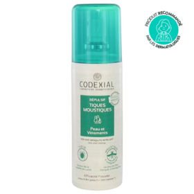 Codexial répulsif tiques moustiques peau et vêtements 75 ml — protection renforcée zones tempérées et tropicales