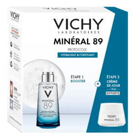 COFFRET MINERAL 89 - Protocole Hydratant & Fortifiant - Booster Quotidien Fortifiant et repulpant 50 ml + Crème de Jour 15 ml