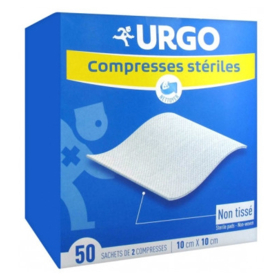 Compresses Stériles Non Tissé 10 cm x 10 cm - 50 sachets de 2 compresses