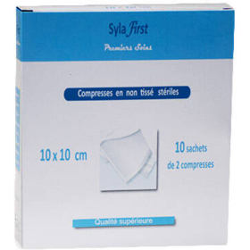 Compresses Stériles Non Tissé 10 x 10 cm - Lot de 2 x 10 sachet