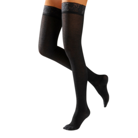 COTON - Bas Auto-fixant Long Noir Grisé C2 - Taille L