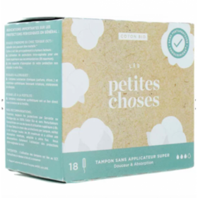 COTON BIO - Tampons Sans Applicateur - Super - 18 unités