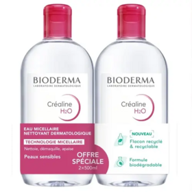 Bioderma Crealine H2O Eau Micellaire Démaquillante Lot de 2 x 500 ml