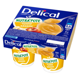 Delical Nutrapote dessert pomme banane 4x200 g — complément nutritionnel oral dénutrition et dysphagie